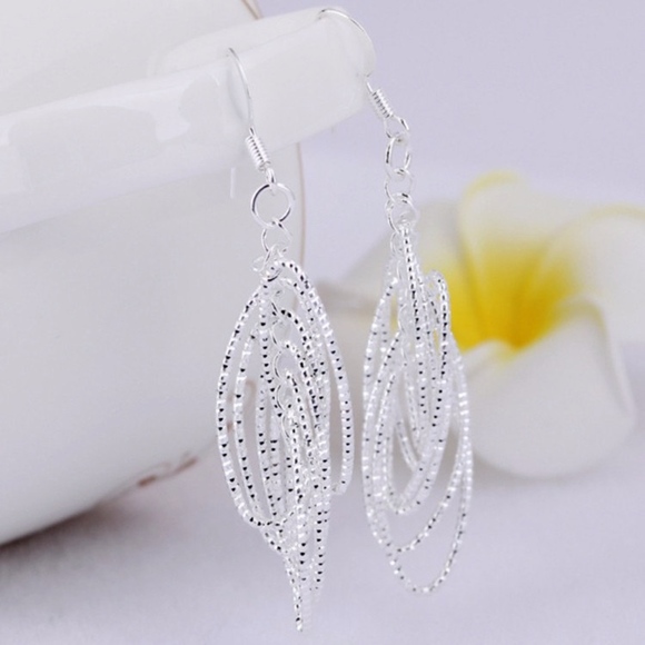 Sterling Silver Draped Circle Drop Dangle Earrings - Picture 4 of 6